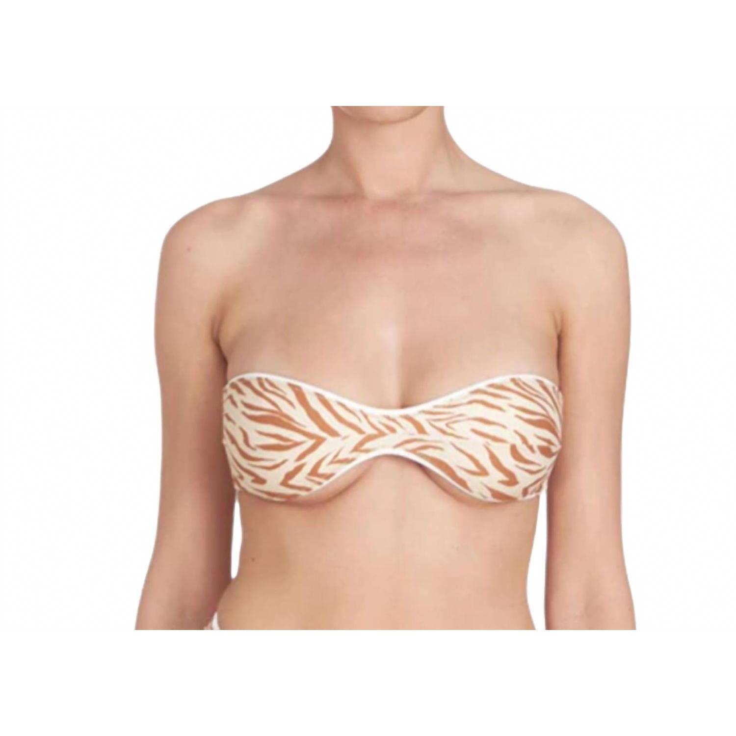 New Reina Olga Katia Bandeau Top In Beige Zebra